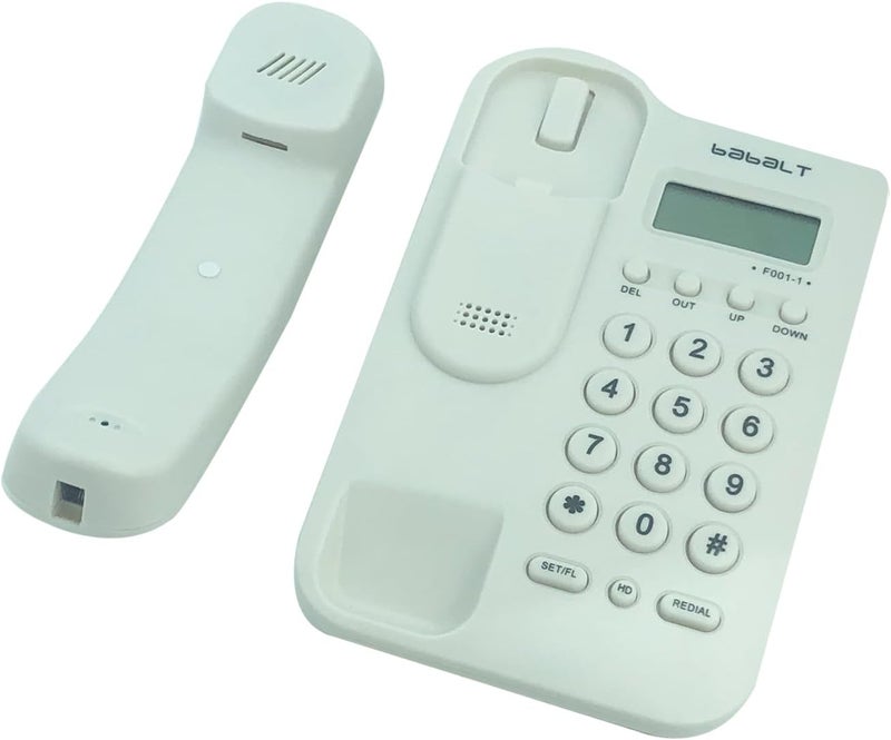 TelPal Corded Basic Landline Phone, FSK/DTMF Simple Caller ID Telephone with LCD Incoming Call Number Display, Small Desk/Wall Mountable Analog Phone for Home Office (White) - Image 3